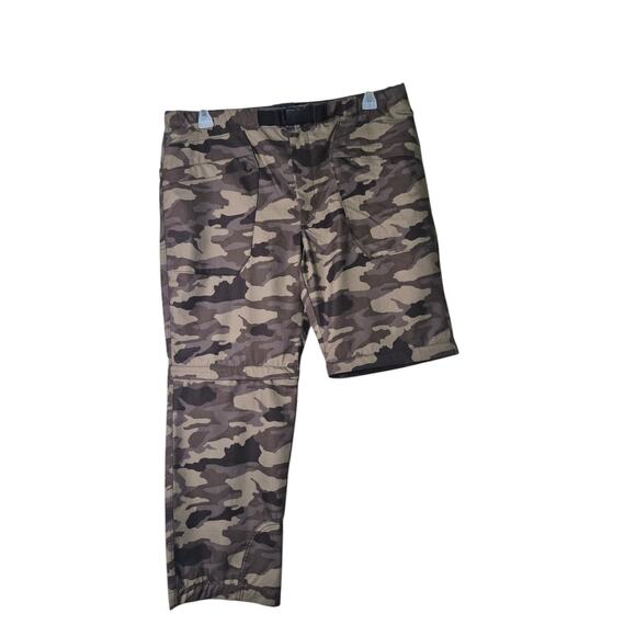 Tahoe River Outfitters Camo Pants Mens Sz 38 Convertible Shorts Green Brown Hunt - Picture 3 of 9